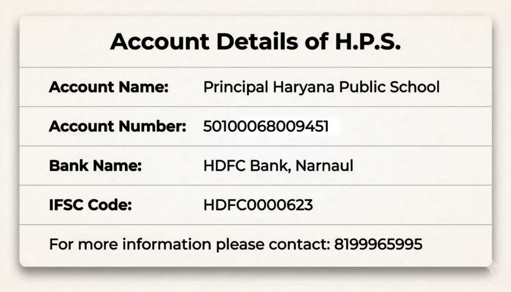 Bank Details of HPS Narnaul